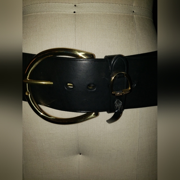 Purple Label Ralph Lauren Equestrian wide brass hardware Black belt M/L main image 11